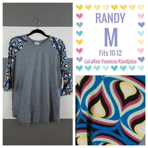 LuLaRoe Tops - LuLaRoe Randy Medium Printed Sleeves NEW